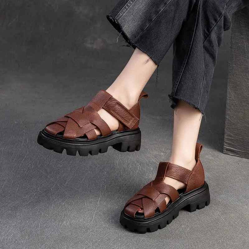 Women Minimalist Plaited Leather Casual Sandals online
